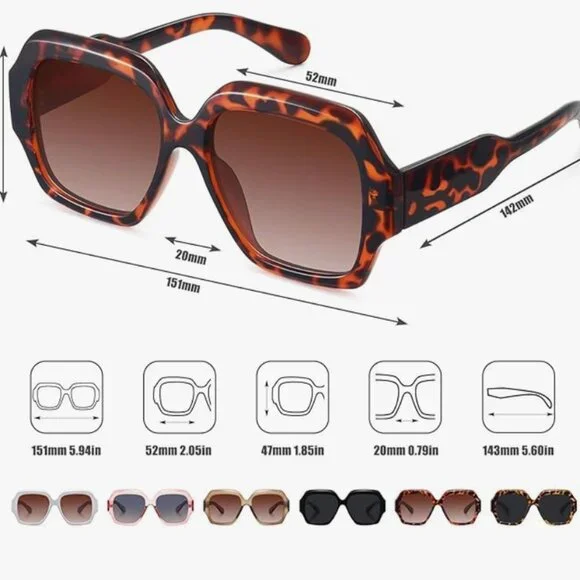 Oversized Square Polarized Sunglasses – Classic Design with Full UV Protection - Picture 3 of 7